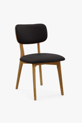 Dubová kožená stolička - čierna